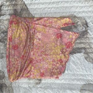 Floral Pink and Yellow tube top